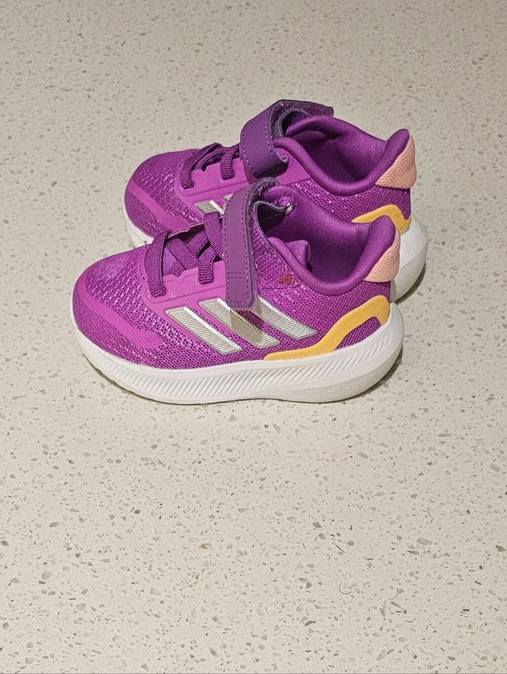 adidas Inspired Kids Purple Sneakers with Yellow Accent Toddler 5